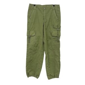 Y2K‎ Baggy Cargo Jogger Pants Utility Pockets Size 8 Olive Green Streetwear